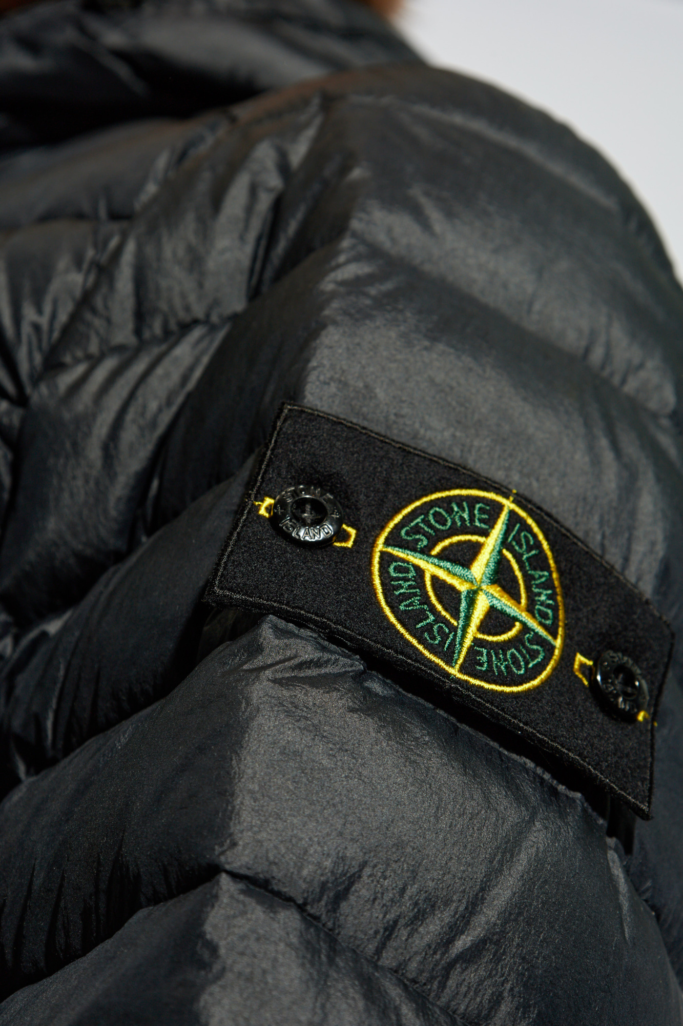 Stone Island Loom Woven Chambers Nylon Down Jacket In Blue