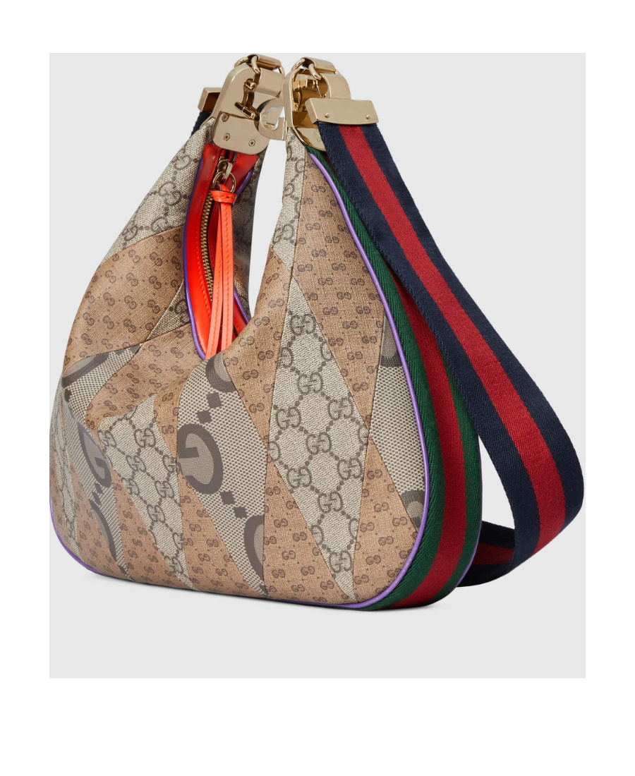 Gucci Patchwork Double-g Shoulder Bag In Nude