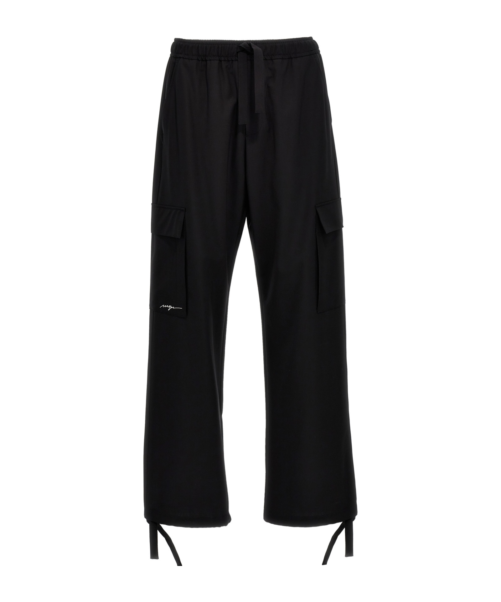 Msgm Cargo Trousers Functional Adjustable Hem In Black
