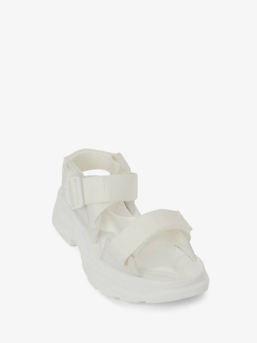 Alexander Mcqueen Tread Leather Sandal In White
