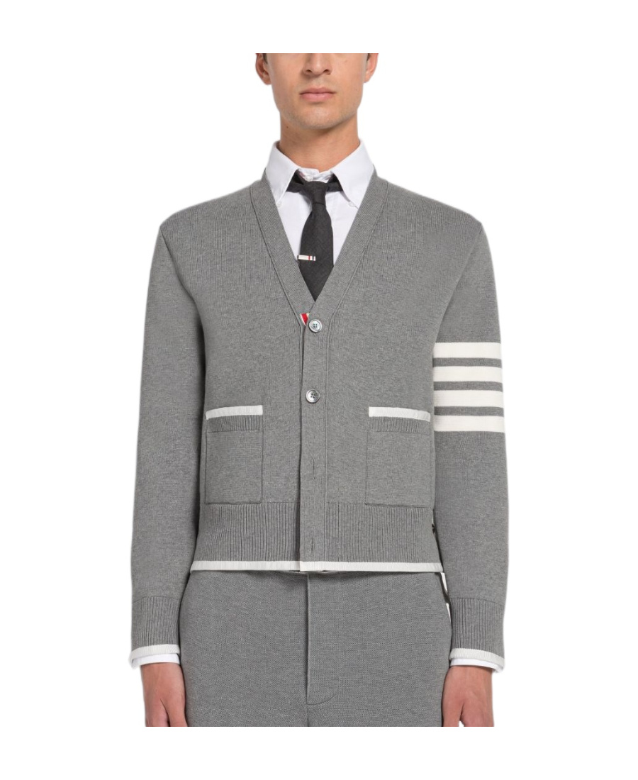 Thom Browne 4-bar Stripe Mini Cardigan In Gray