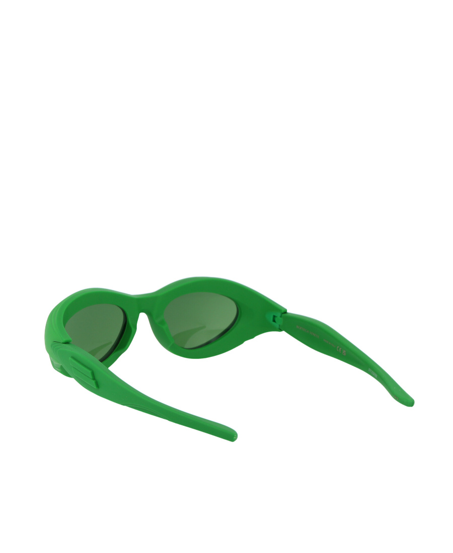 Bottega Veneta Mixed Materials Sunglasses In Green