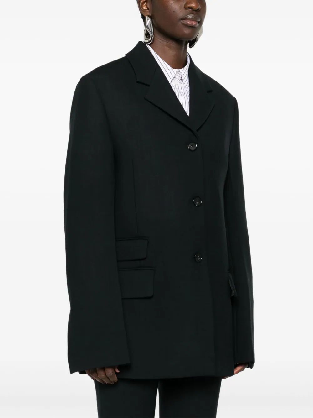 Shop Totême Long-sleeved Suit Coat In Black