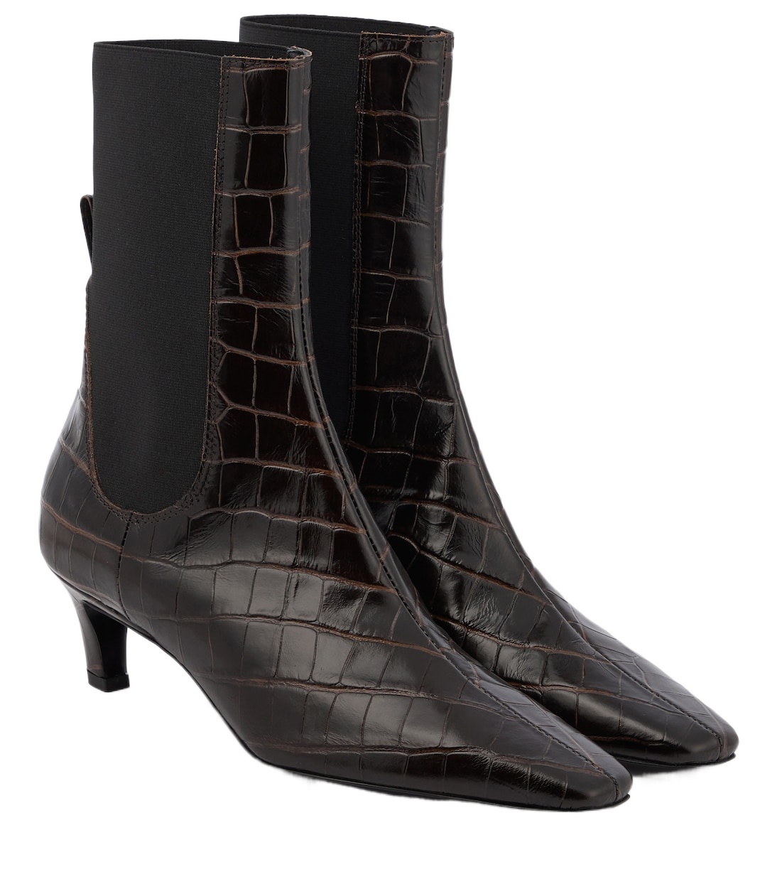 Totême Croc-effect Leather Ankle Boots In Brown