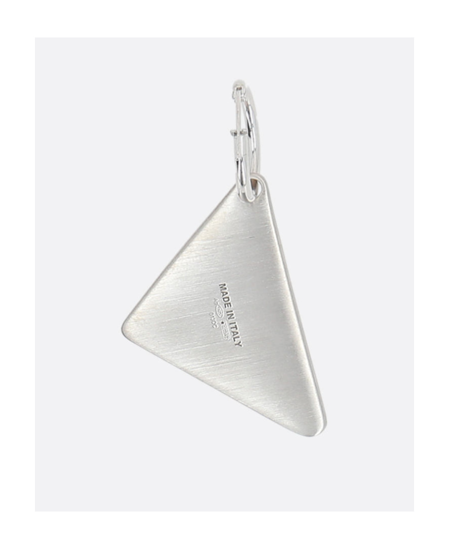 Prada Logo-plaque Triangle Earrings In Gray