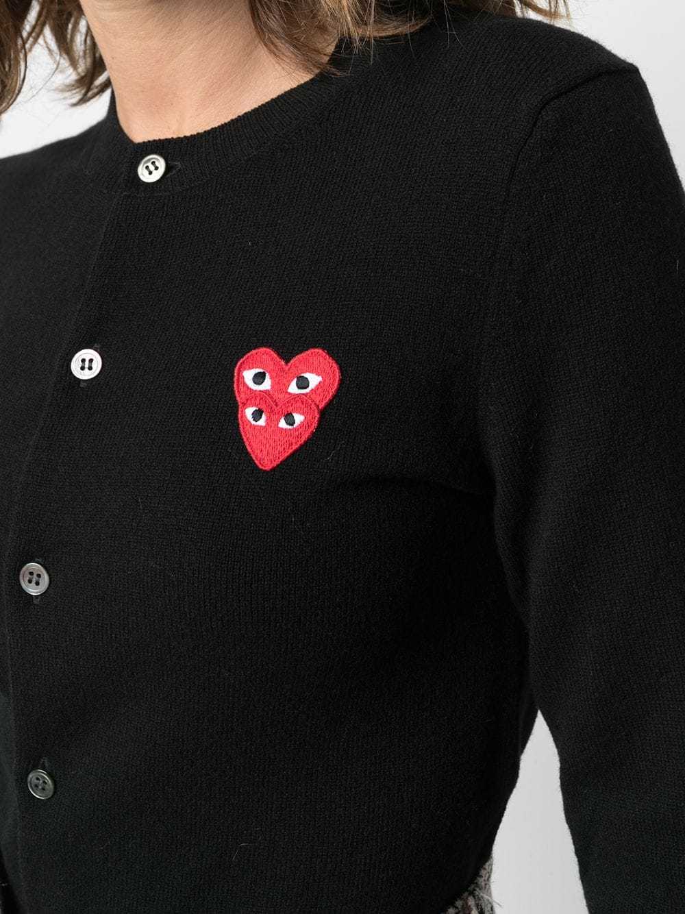 Comme Des Garçons Play Overlapping Heart Wool Cardigan In Black