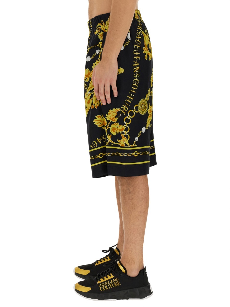 Versace Jeans Barocco-print Track Shorts In Black