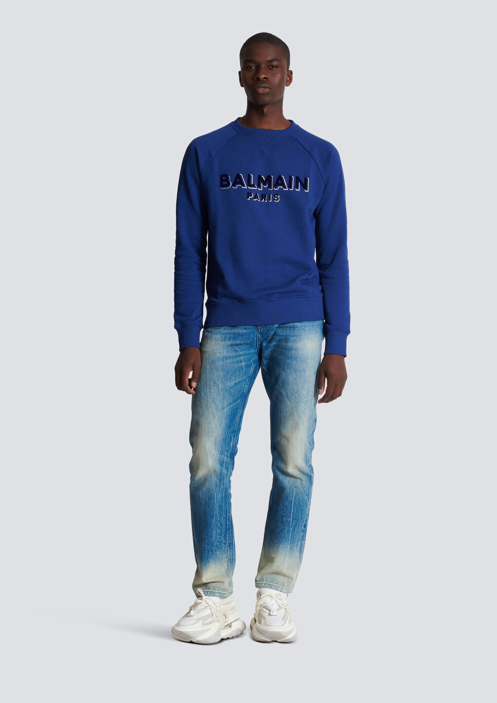 BALMAIN METALLIC FLOCKED BALMAIN SWEATSHIRT 