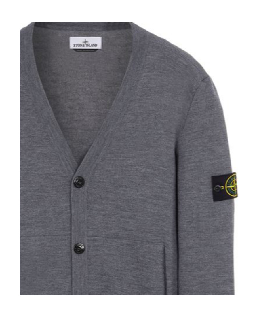 STONE ISLAND LOGO-PATCH BUTTON-UP CARDIGAN