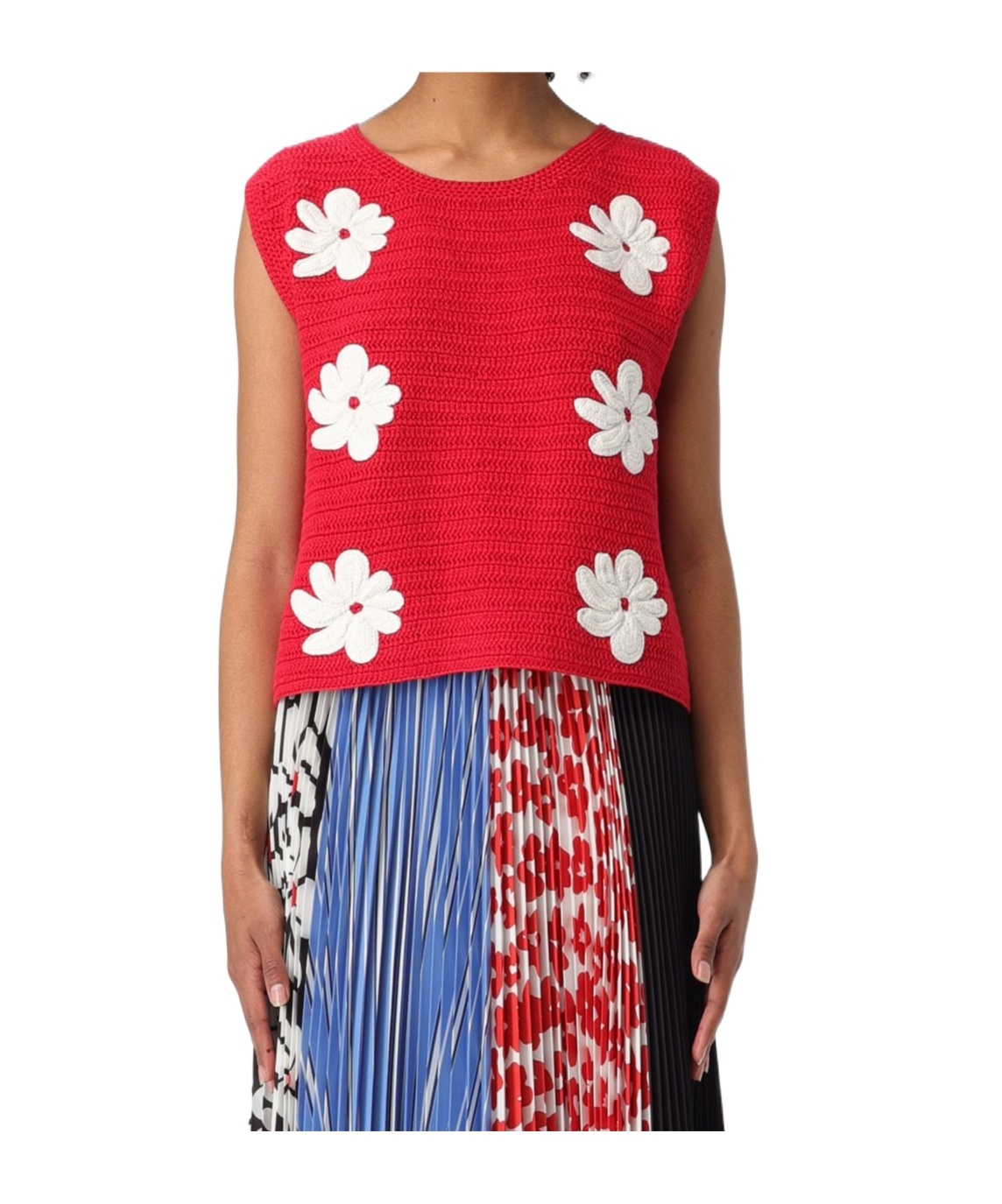 Msgm Crochet-knit Top In Red