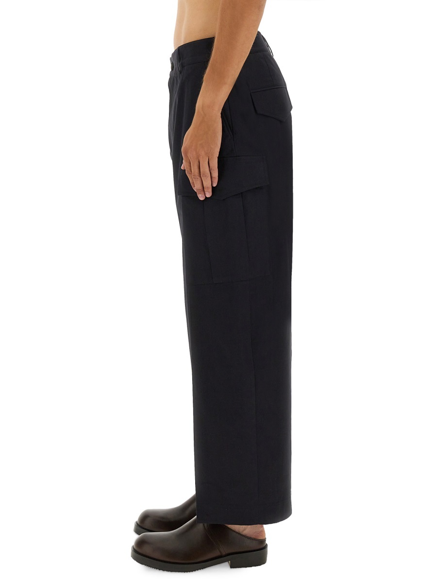 Studio Nicholson Sorte Pleated Cotton-twill Wide-leg Trousers In Black