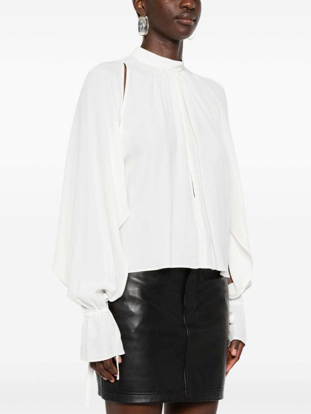 Pinko Flowing Blouse In Silk Blend In White