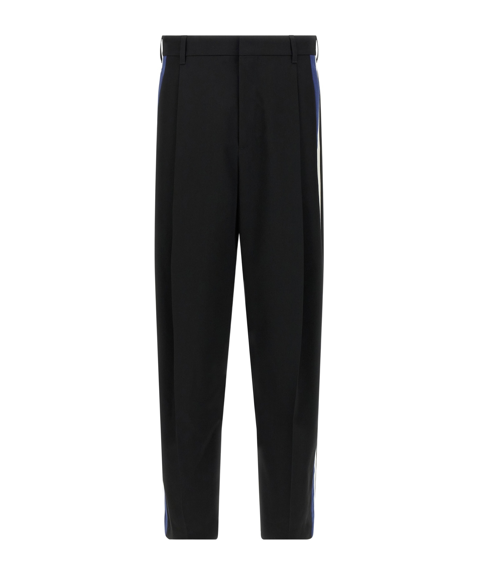 Marni Wool Trousers With Pleated Front And Side Stripe In Black