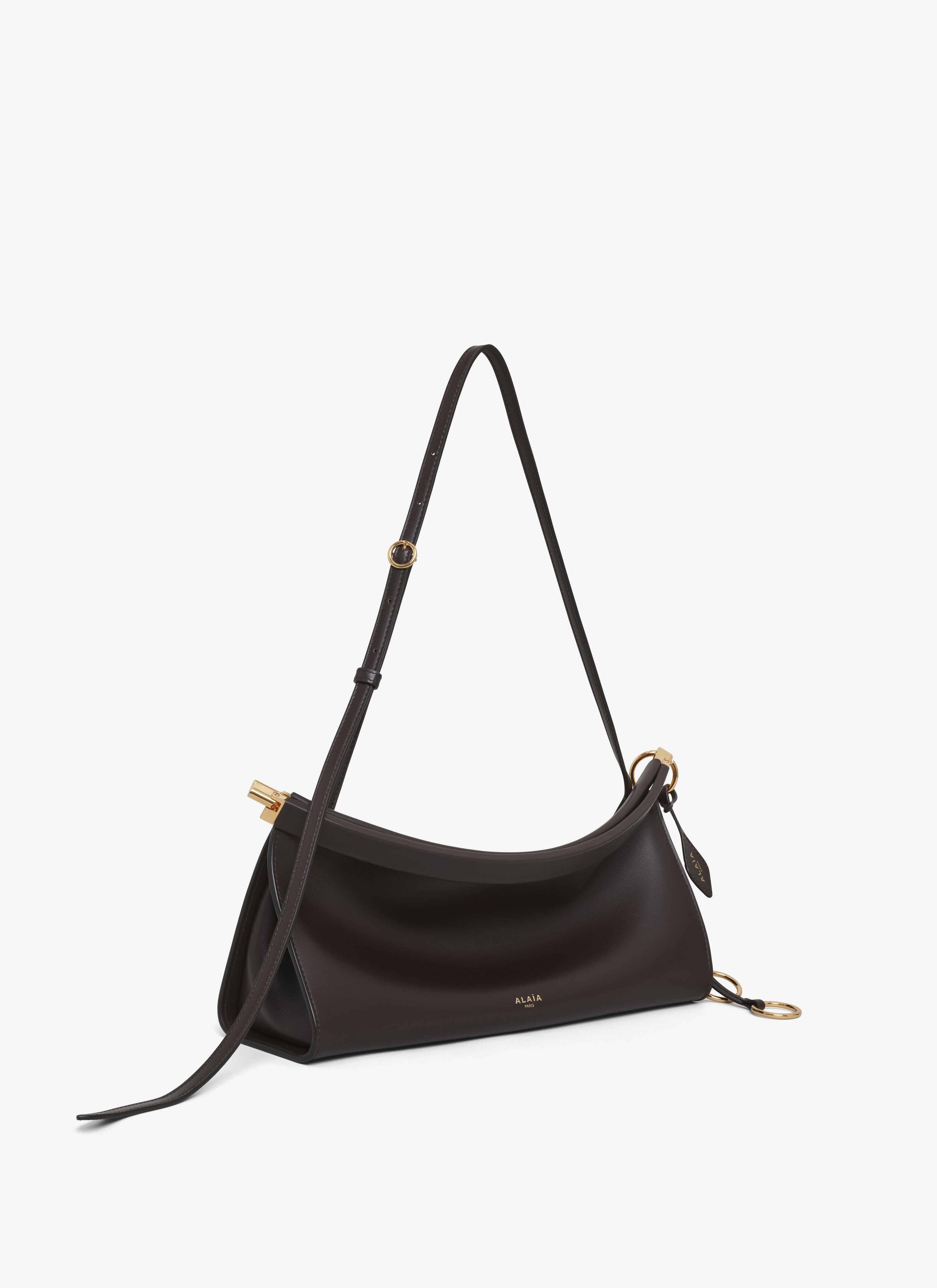Alaïa Dark Brown Leather East West Medium Crossbody Bag In Brown