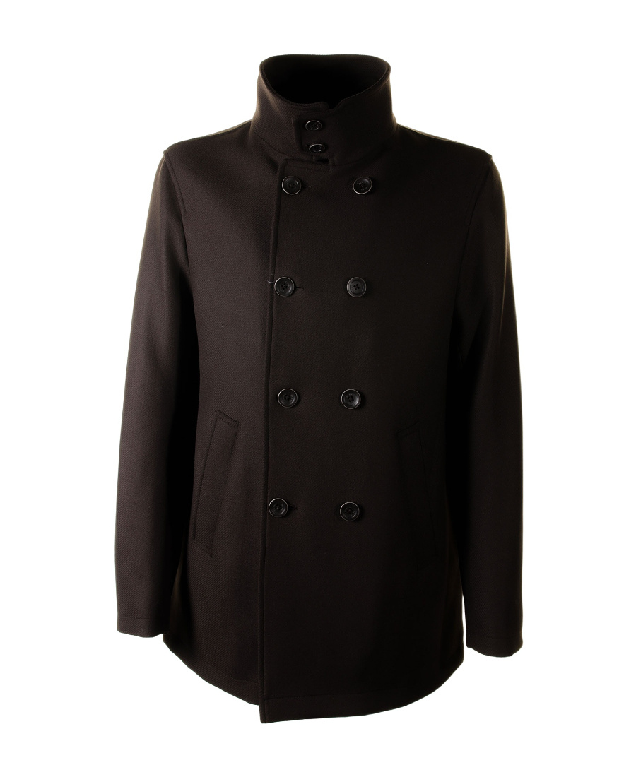 Herno Double-breasted High Neck Jacket In Black
