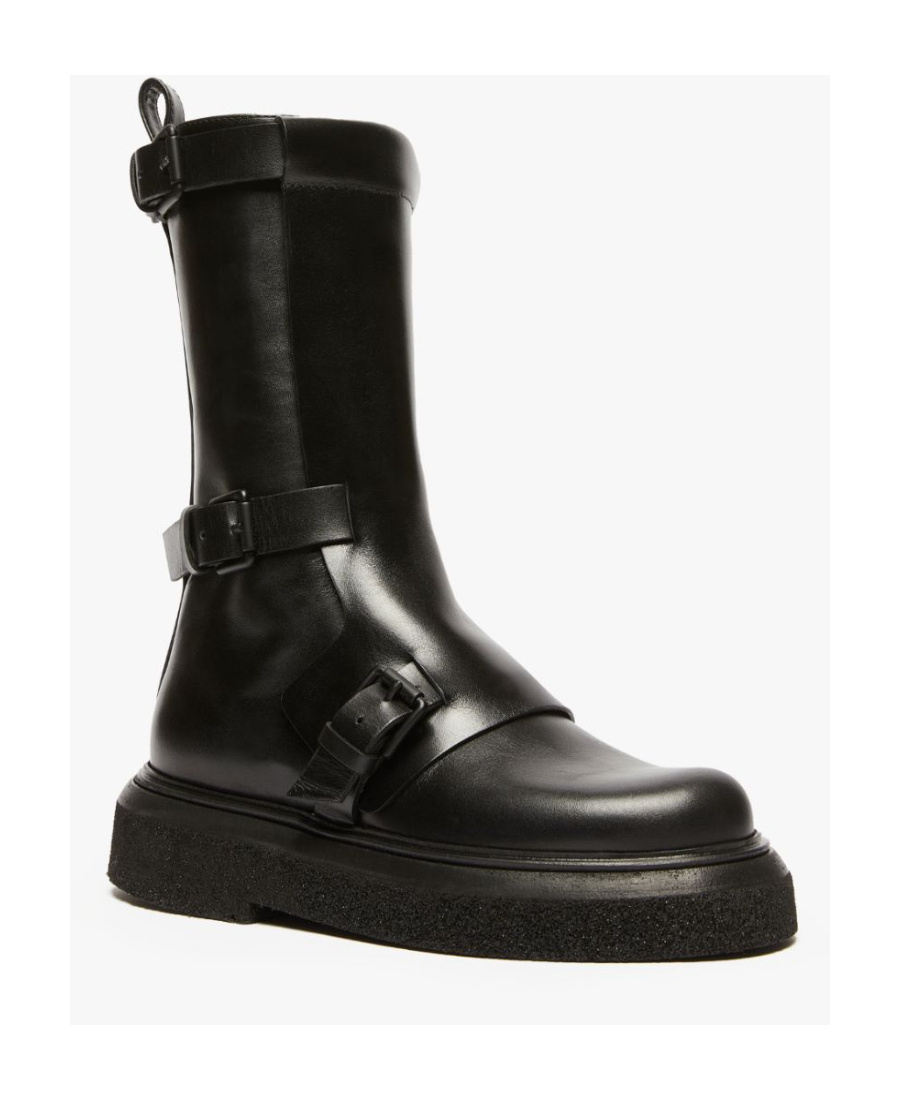 Max Mara Round-head Short Boots In Black