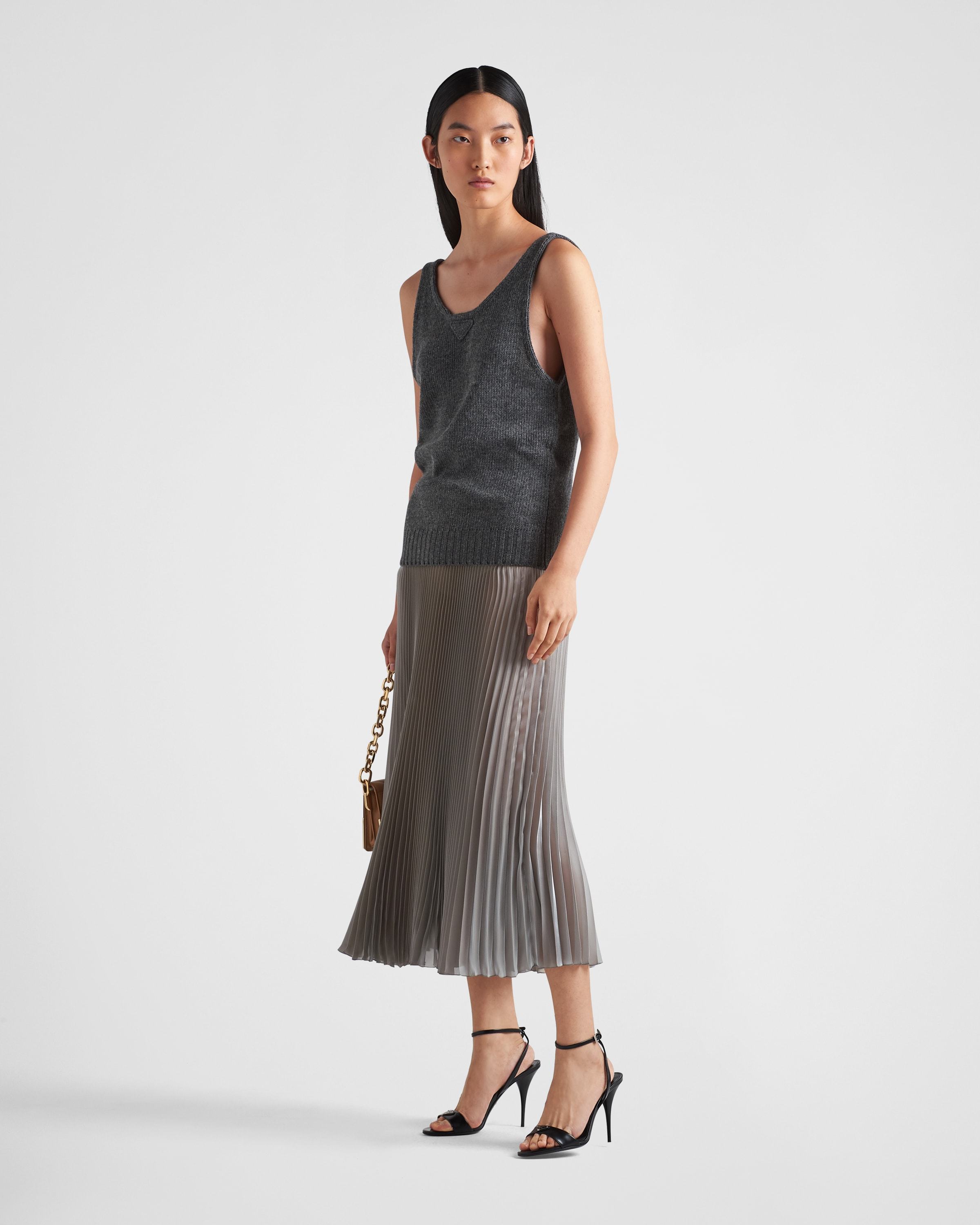 Prada Pleated Medium-length Skirt In Gray