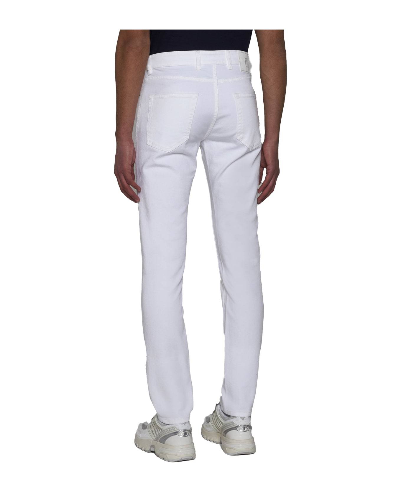 Pt01 Pt Torino Logo Patch Slim-fit Jeans In White