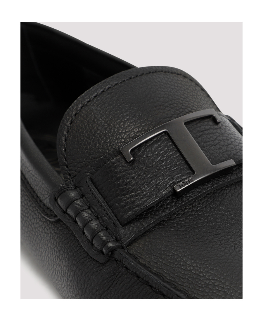 Tod's Logo-plaque Leather Loafers In Black