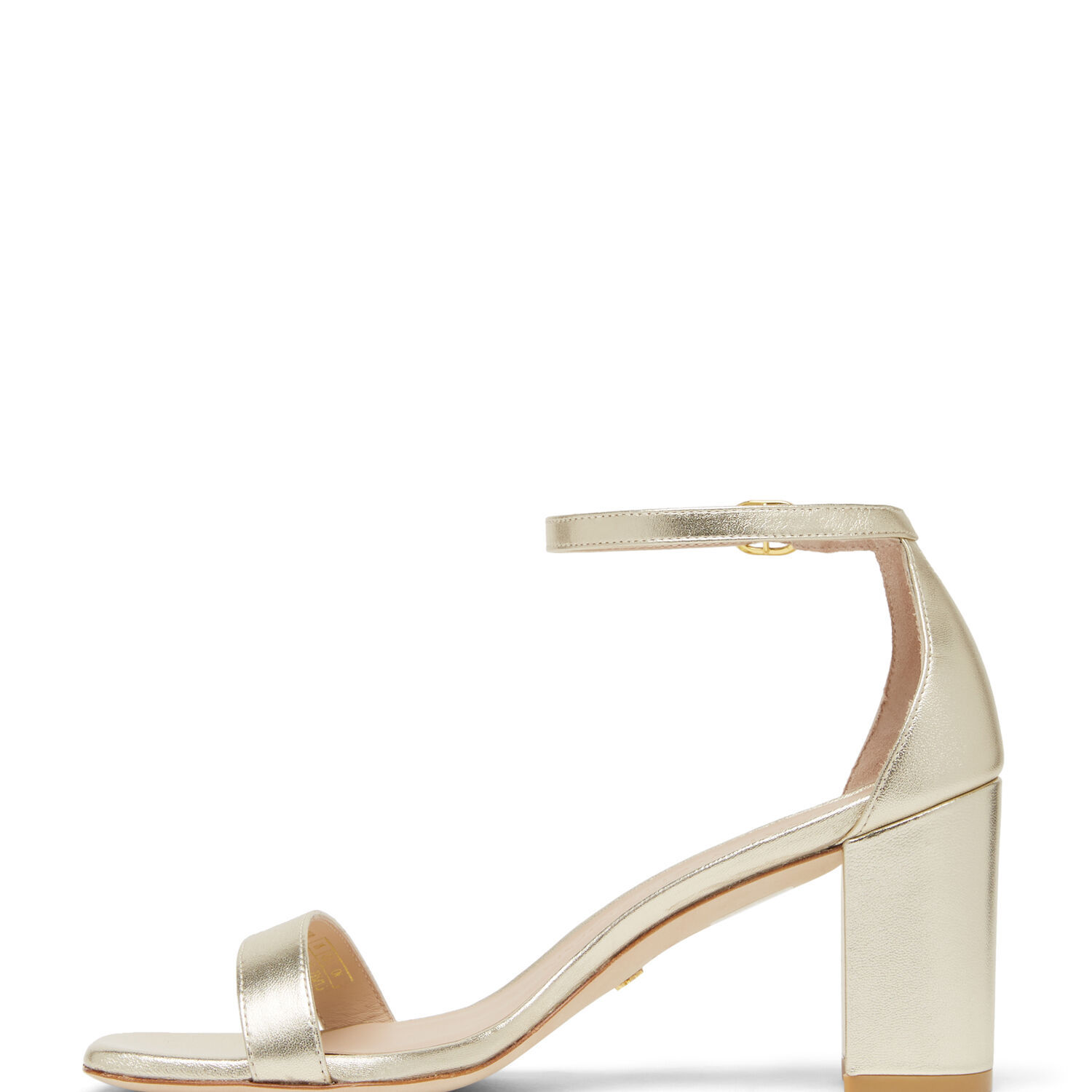 Stuart Weitzman 80mm Metallic-effect Leather Sandals In Nude