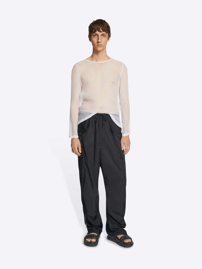 Dries Van Noten Water Repellent Drawstring Cargo Trousers In Black