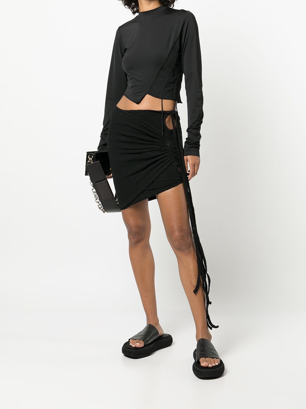 Hyein Seo Asymmetric Cut-out Strap-detail Skirt In Black
