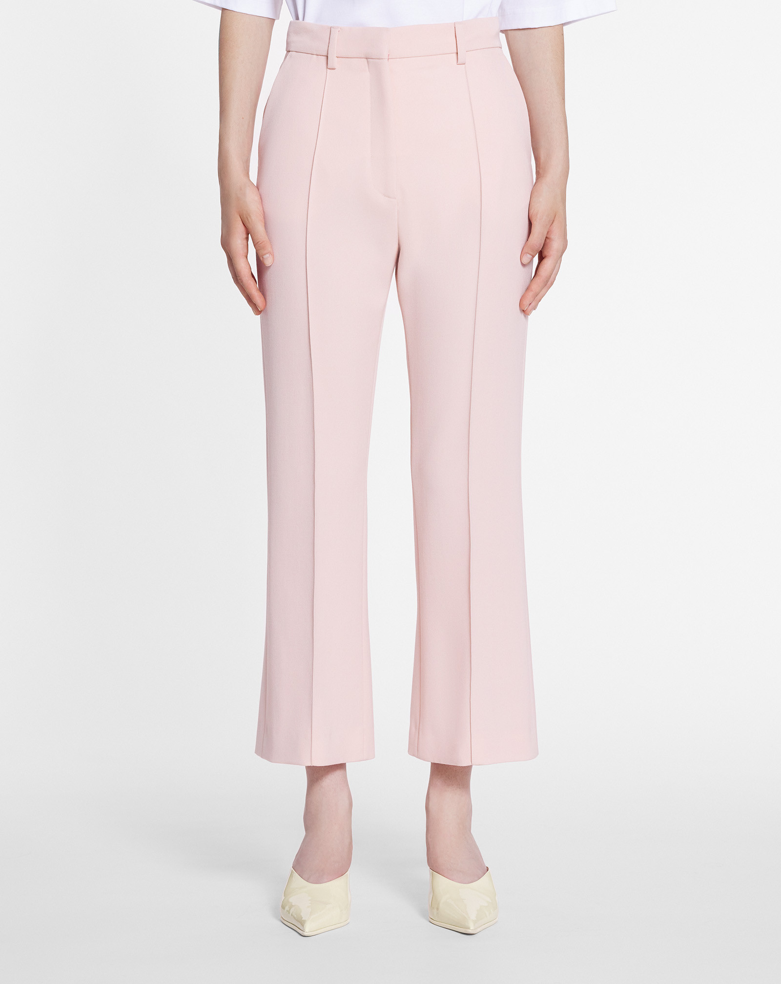 Lanvin Wool Flared Trousers In Pink