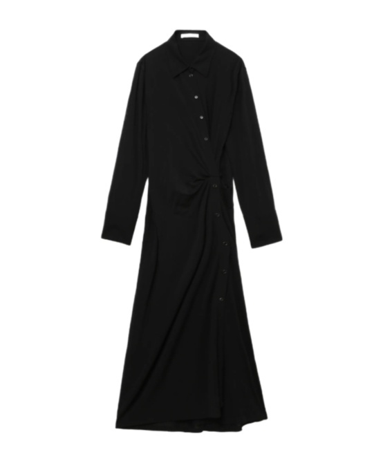 Helmut Lang Twisted Long-sleeve Maxi Shirt Dress In Black