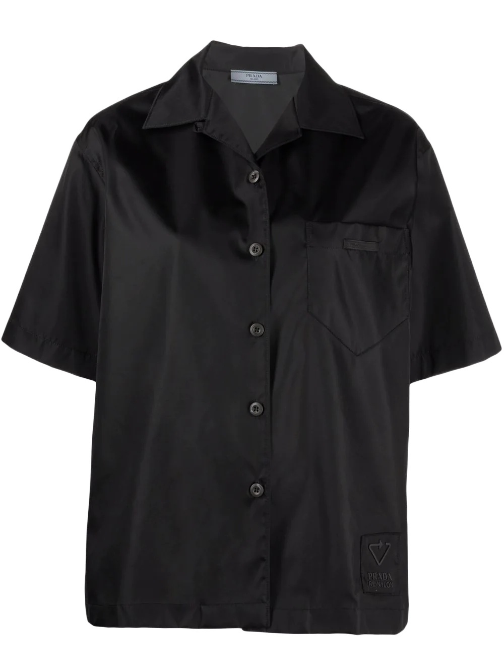 Prada Re-nylon Gabardine Short-sleeved Shirt In Black