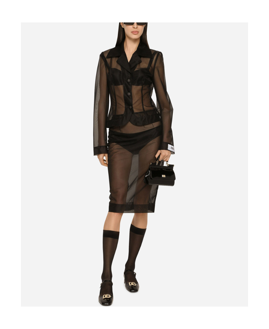 Shop Dolce & Gabbana Sheer Pencil Skirt In Black