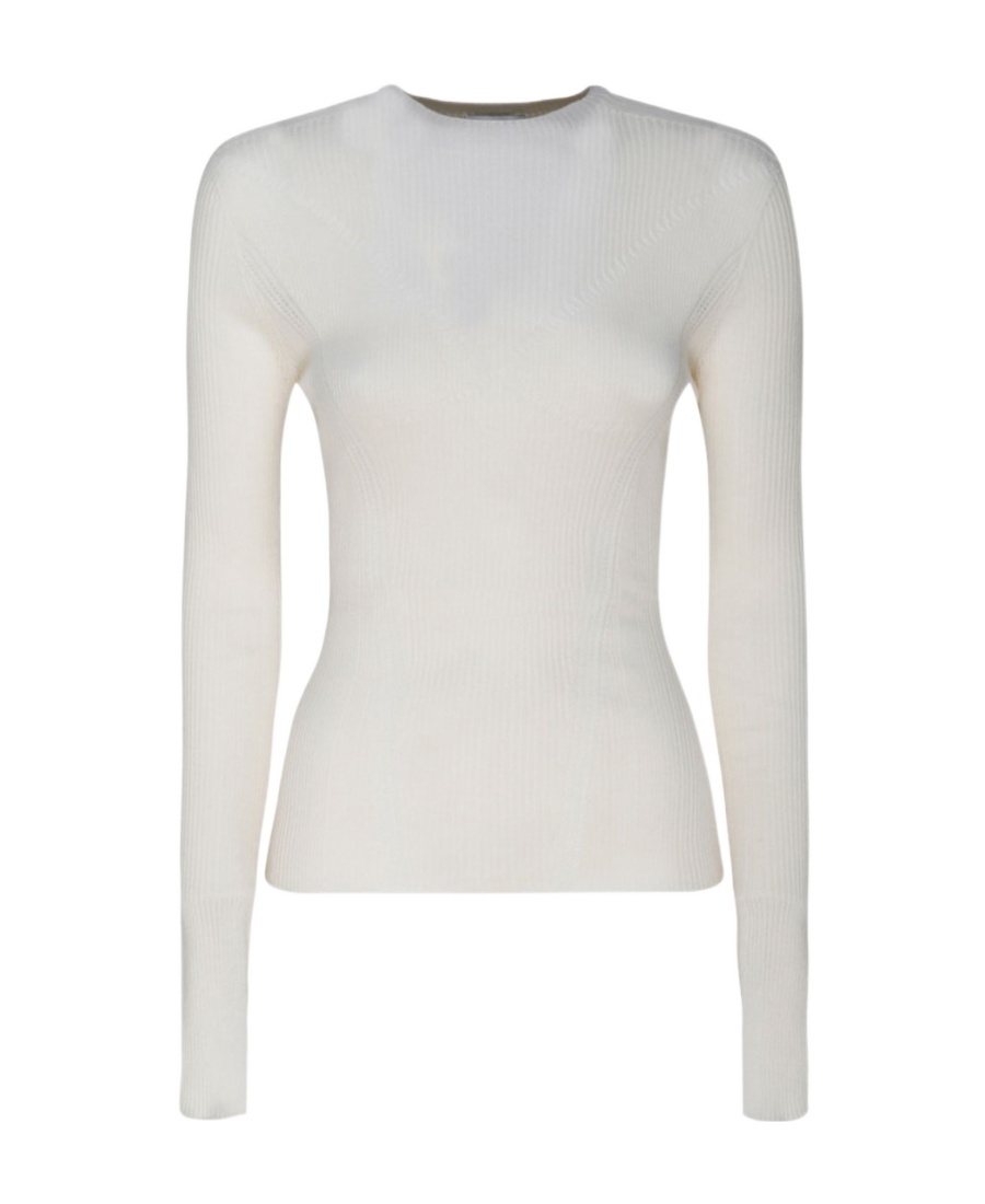 Lanvin Round Neck Long-sleeved Sweater In White