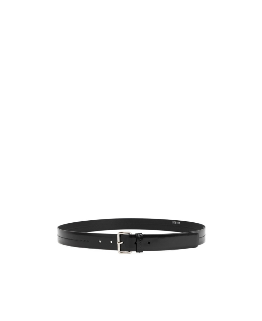 Prada Logo-engraved Leather Belt In Black