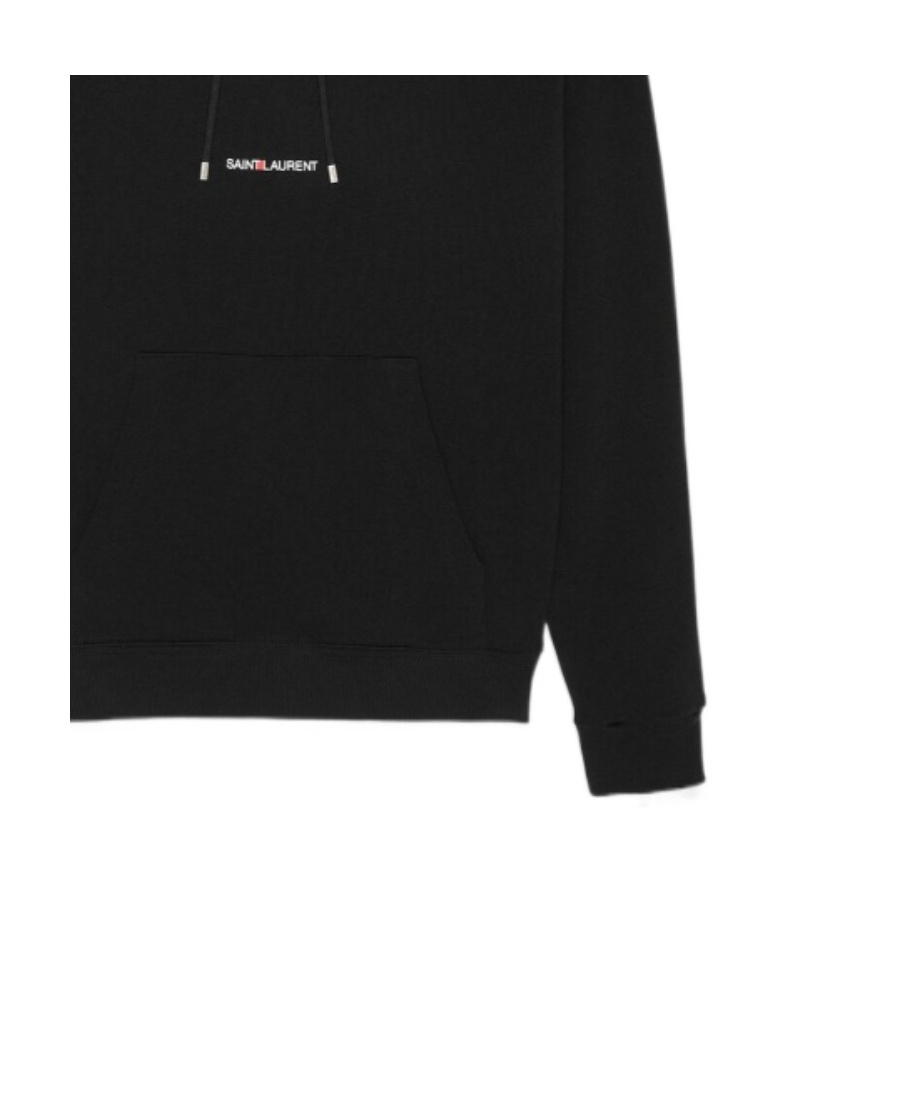 Saint Laurent Logo Hoodie Sweatshirt In Black