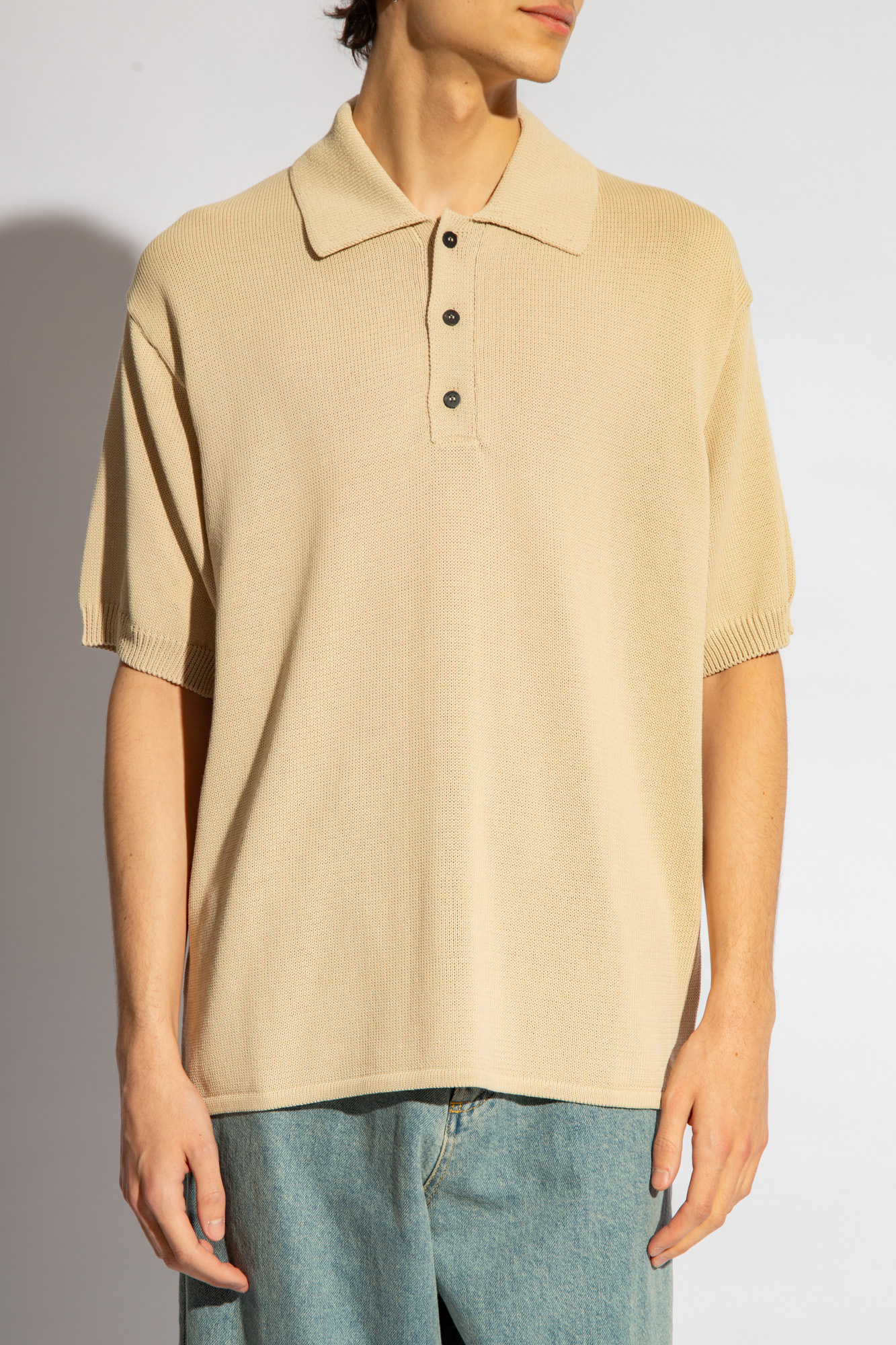 Ferragamo Salvatore  Short Sleeved Knitted Polo Shirt In Nude