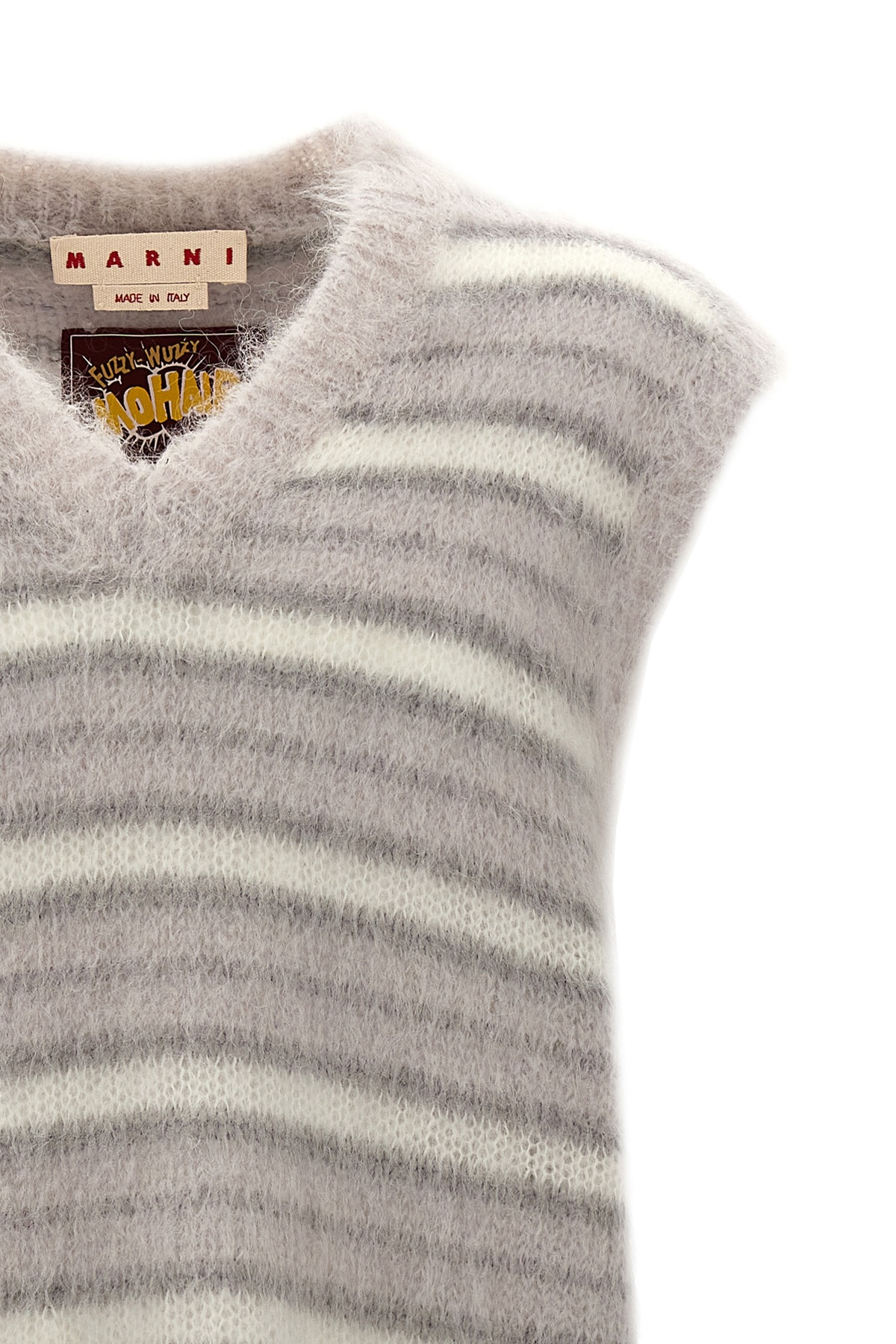 Marni Soft Striped Sleeveless V-neck Vest In Gray