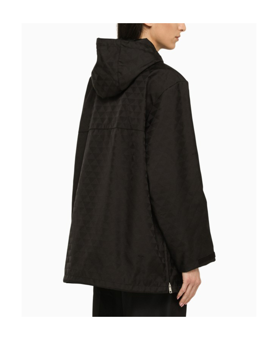 Prada Long-sleeved Hooded Casual Jacket In Black