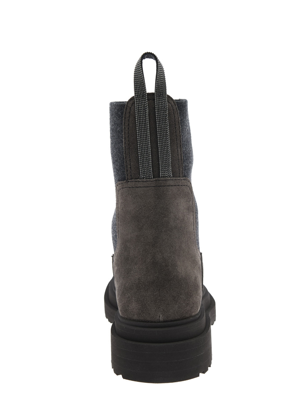 Brunello Cucinelli Brown Ankle Boots With Pull-tab With Monil At The Heel In Suede Woman