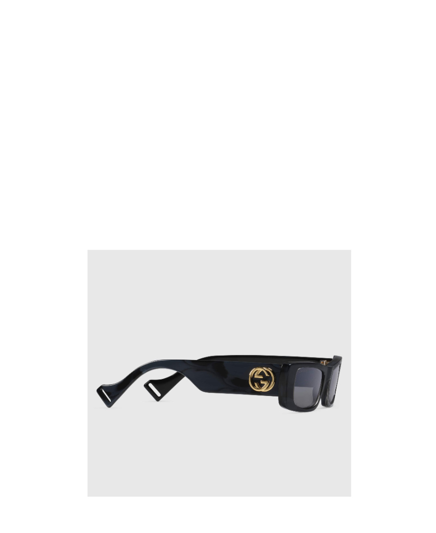 Gucci Interlocking G Rectangle-frame Sunglasses In Black