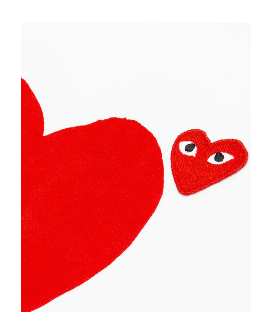 Comme Des Garçons Play White Double Hearts At Back T-shirt In White