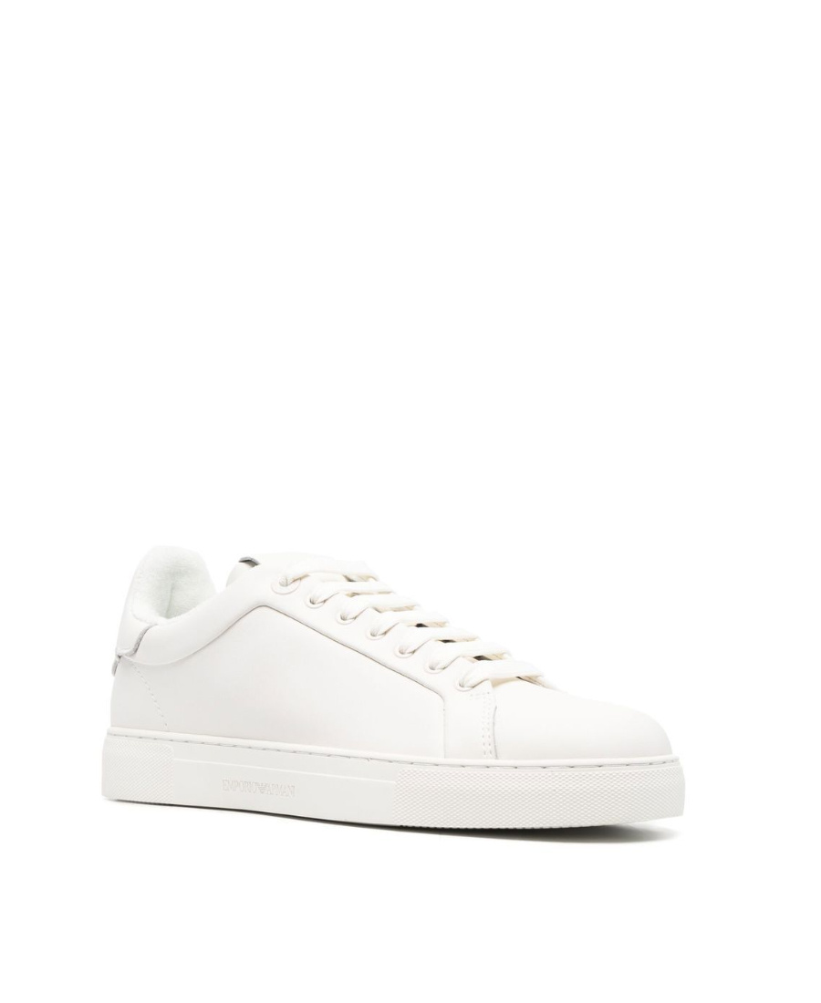 Emporio Armani White Trainers With Textured Upper And Rubber Sole In White