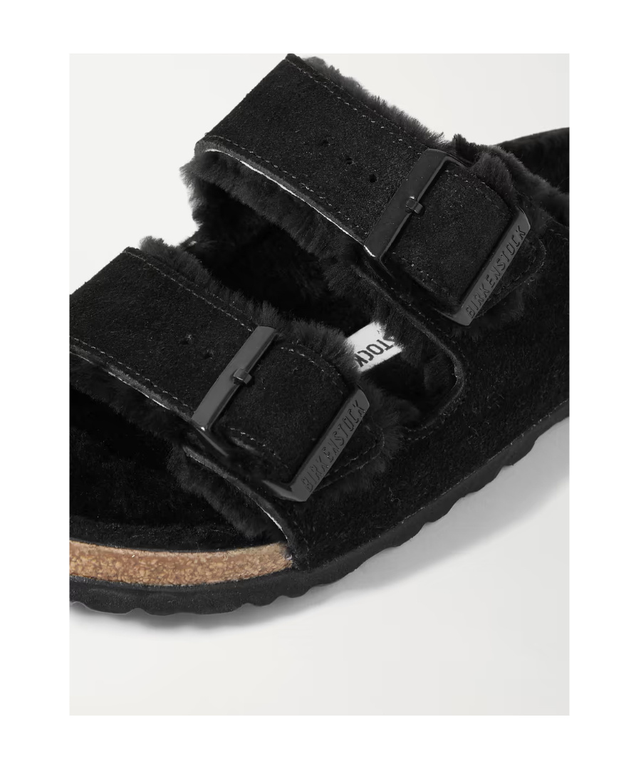 Birkenstock 'arizona' Black Sandals With Logo Lettering On The Buckle In Black