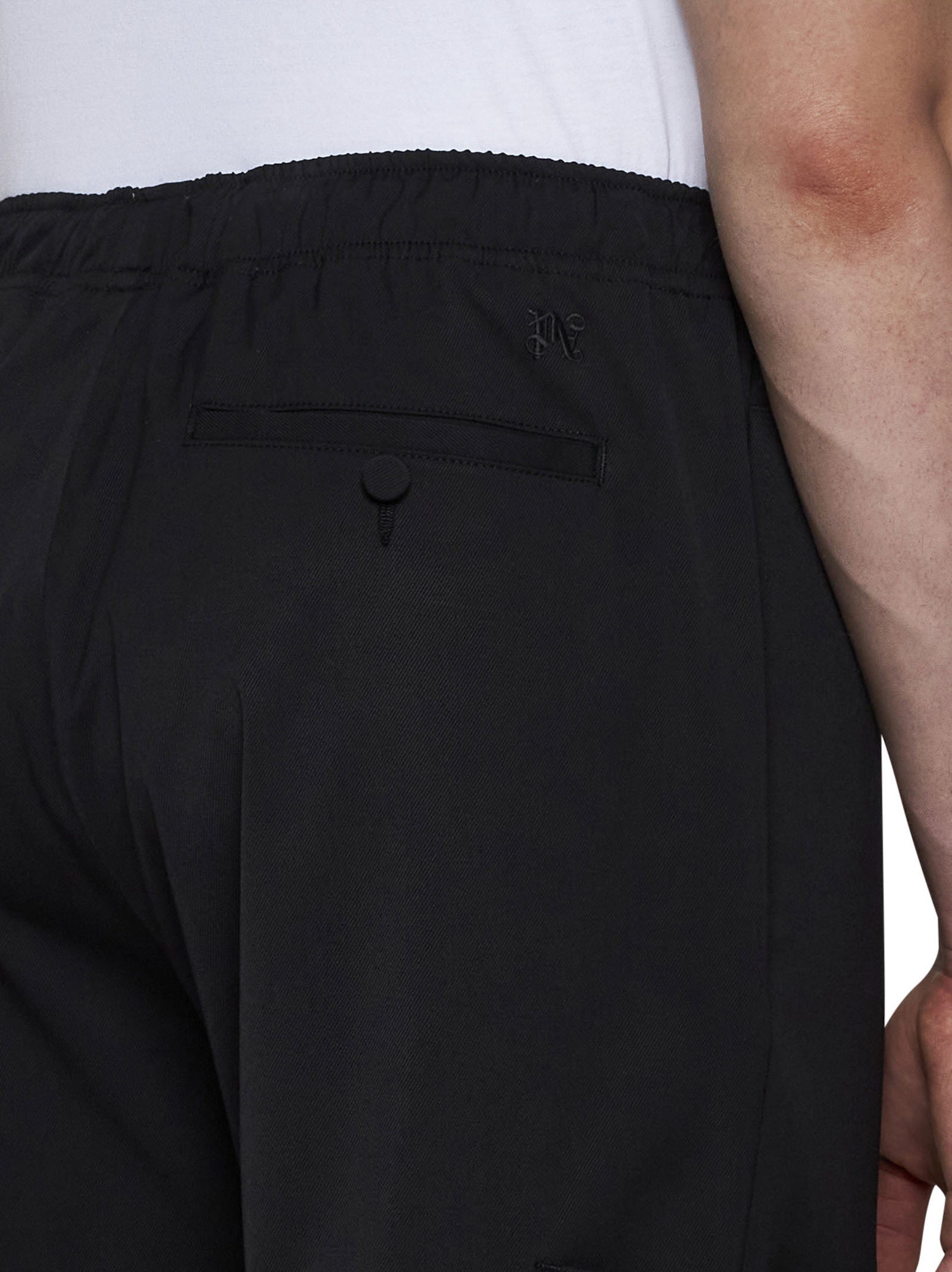 Palm Angels Wool-blend Loose-fit Trousers In Black