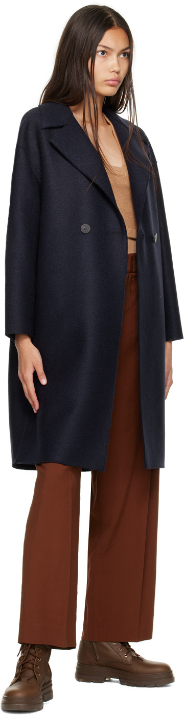 Shop Harris Wharf London Double Breasted Coat In Black