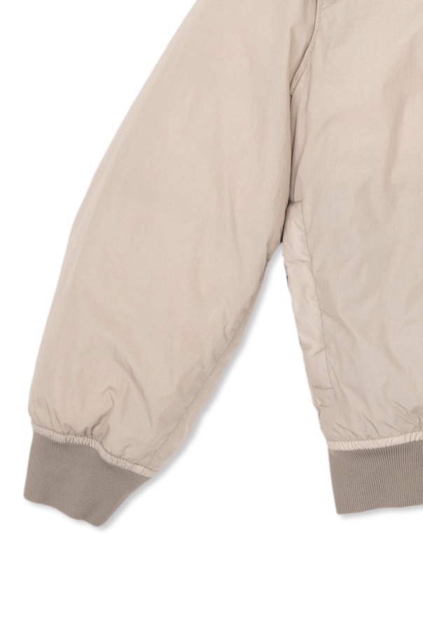 Stone Island Compass-patch Padded Bomber Jacket In Gray