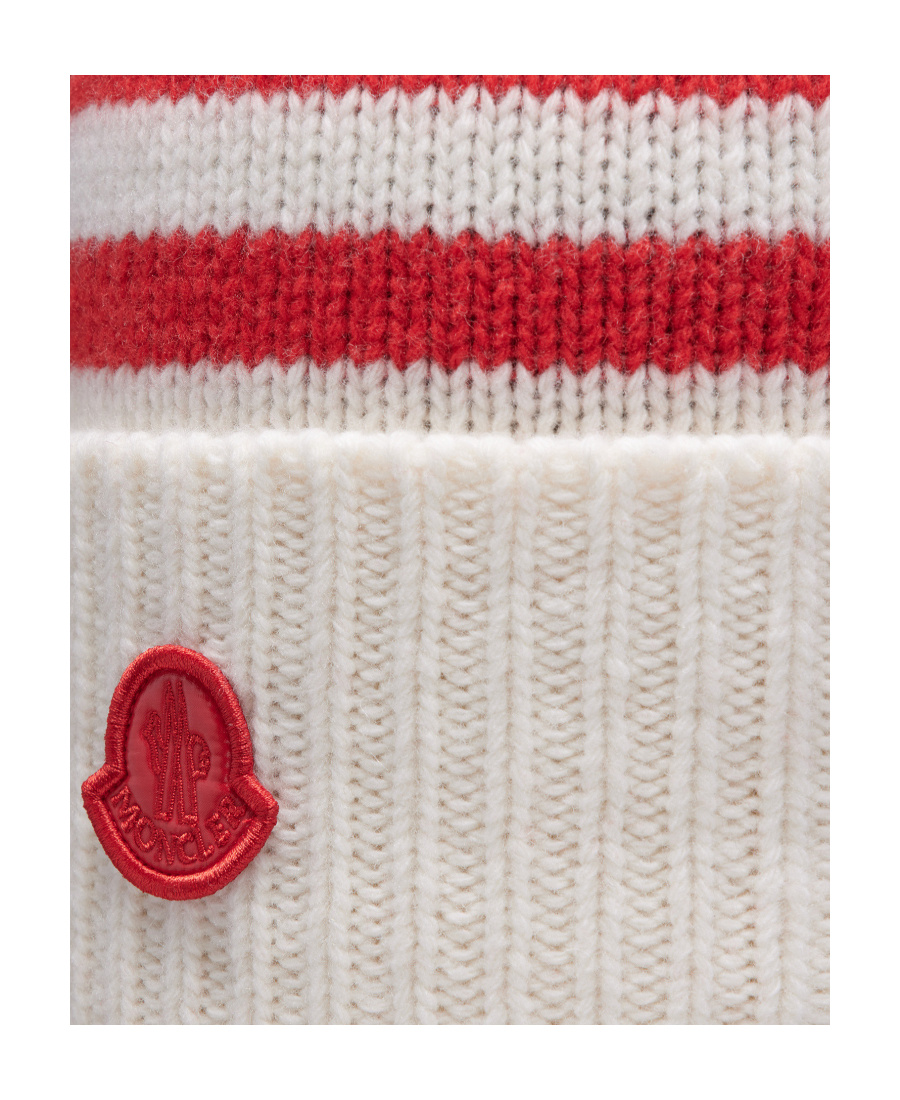 Moncler Striped Ribbed Wool Beanie In Multicolor