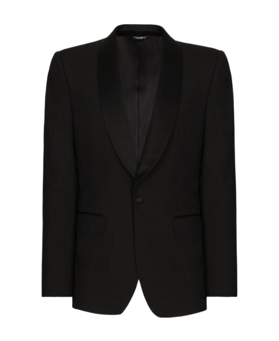 Dolce & Gabbana Single-breasted Stretch Wool Sicilia-fit Tuxedo Jacket In Black