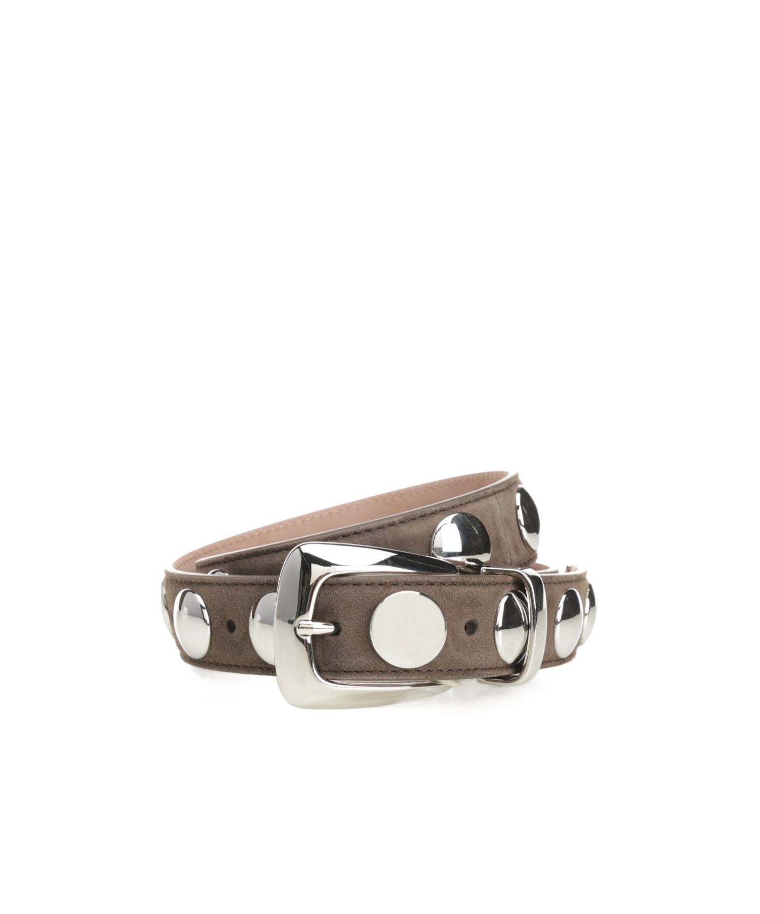 Khaite Benny Studded Leather Belt In Brown
