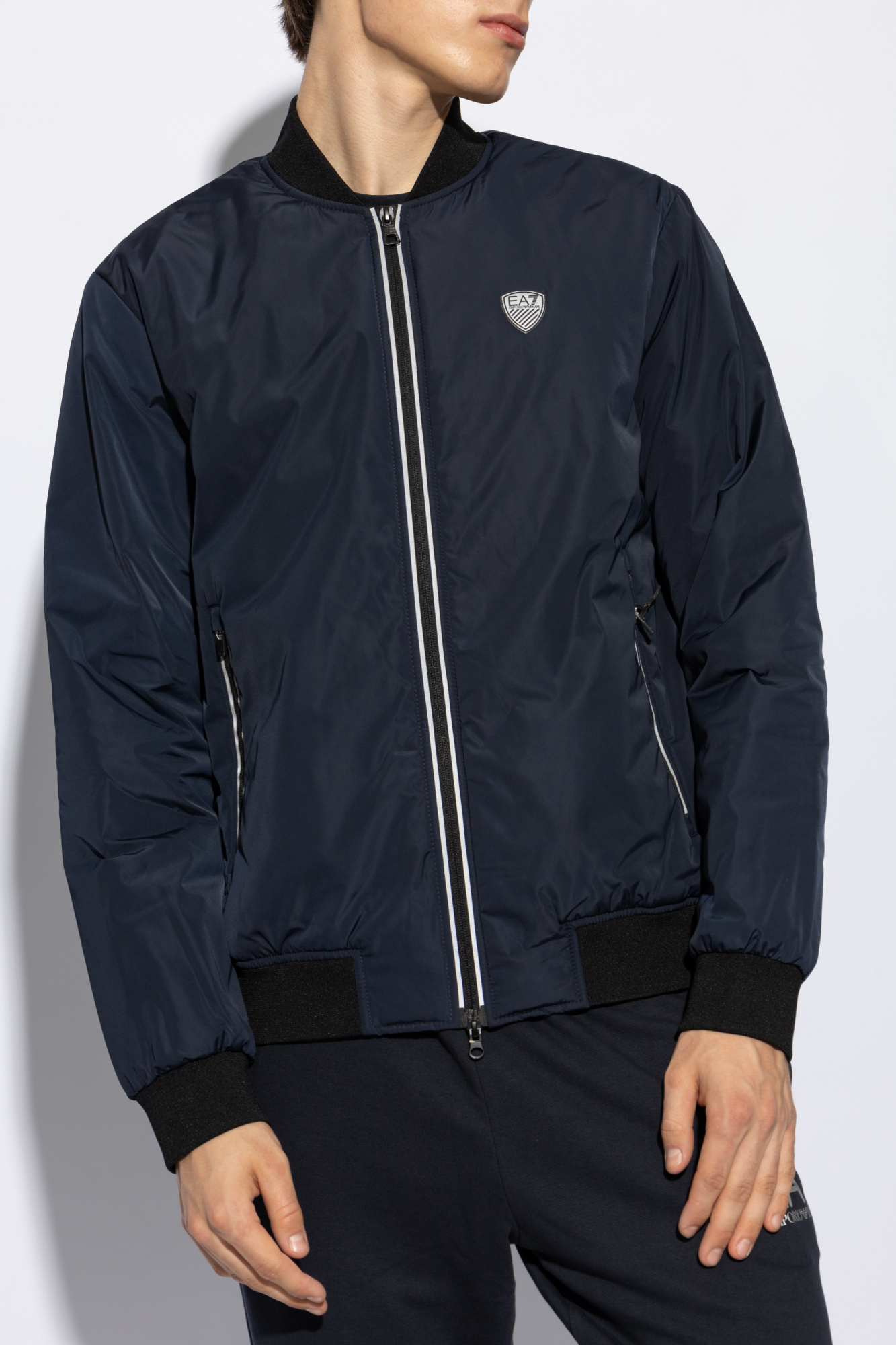 Ea7 Logo-patch Bomber Jacket In Black
