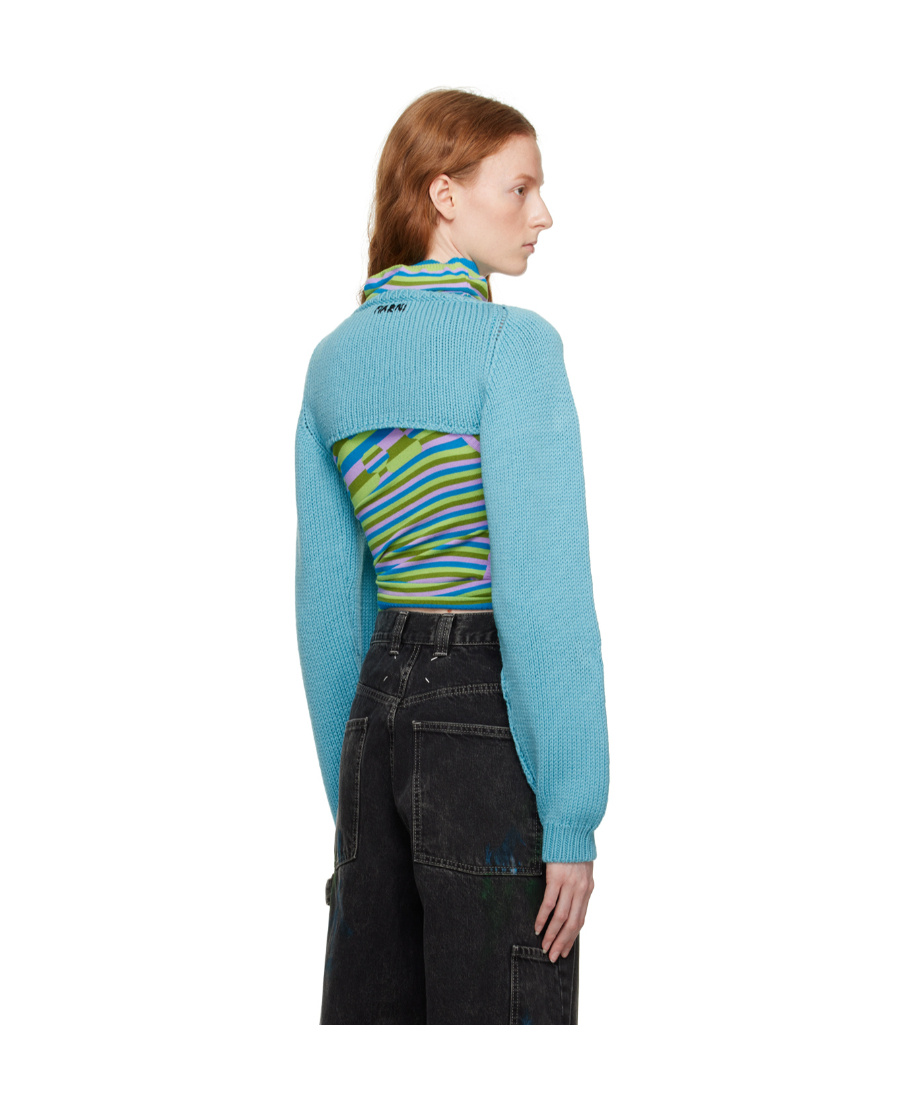 Marni Logo Long-sleeved Knitted Cardigan In Multicolor