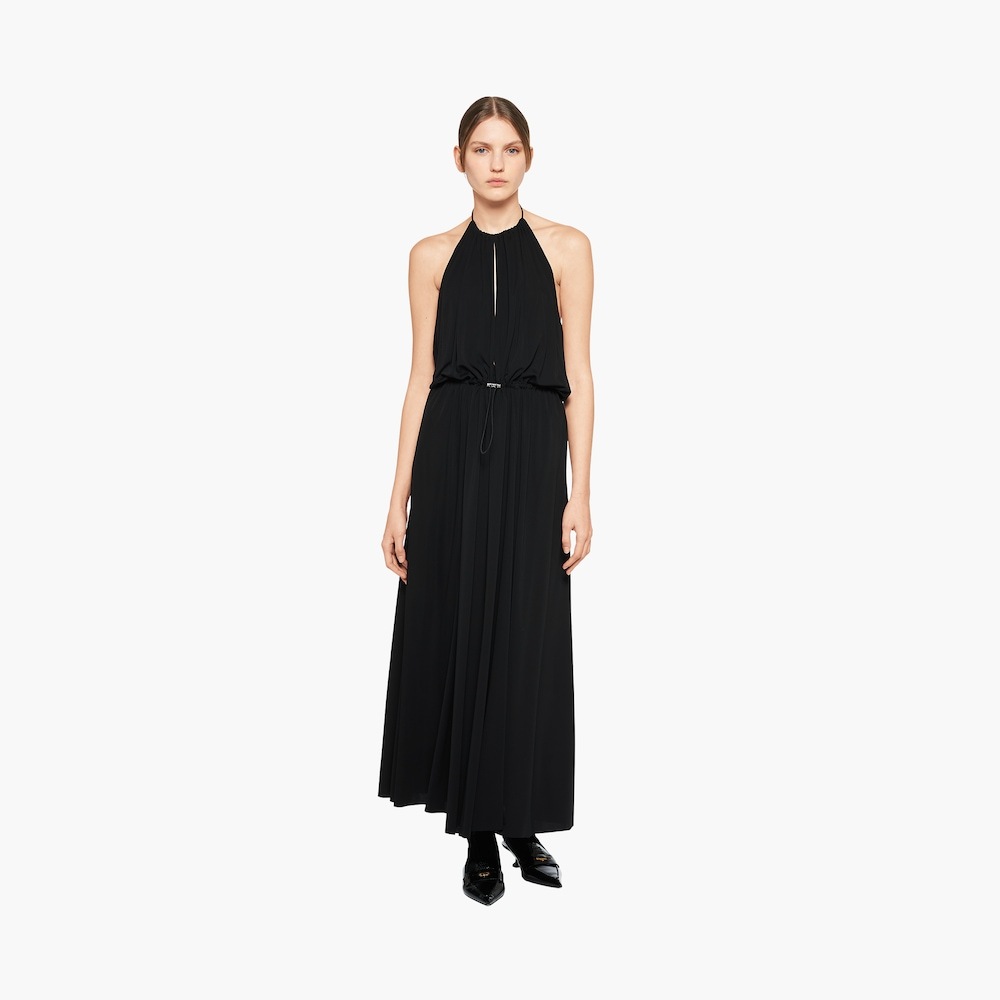 Miu Miu Organzine Halter Midi-dress In Black